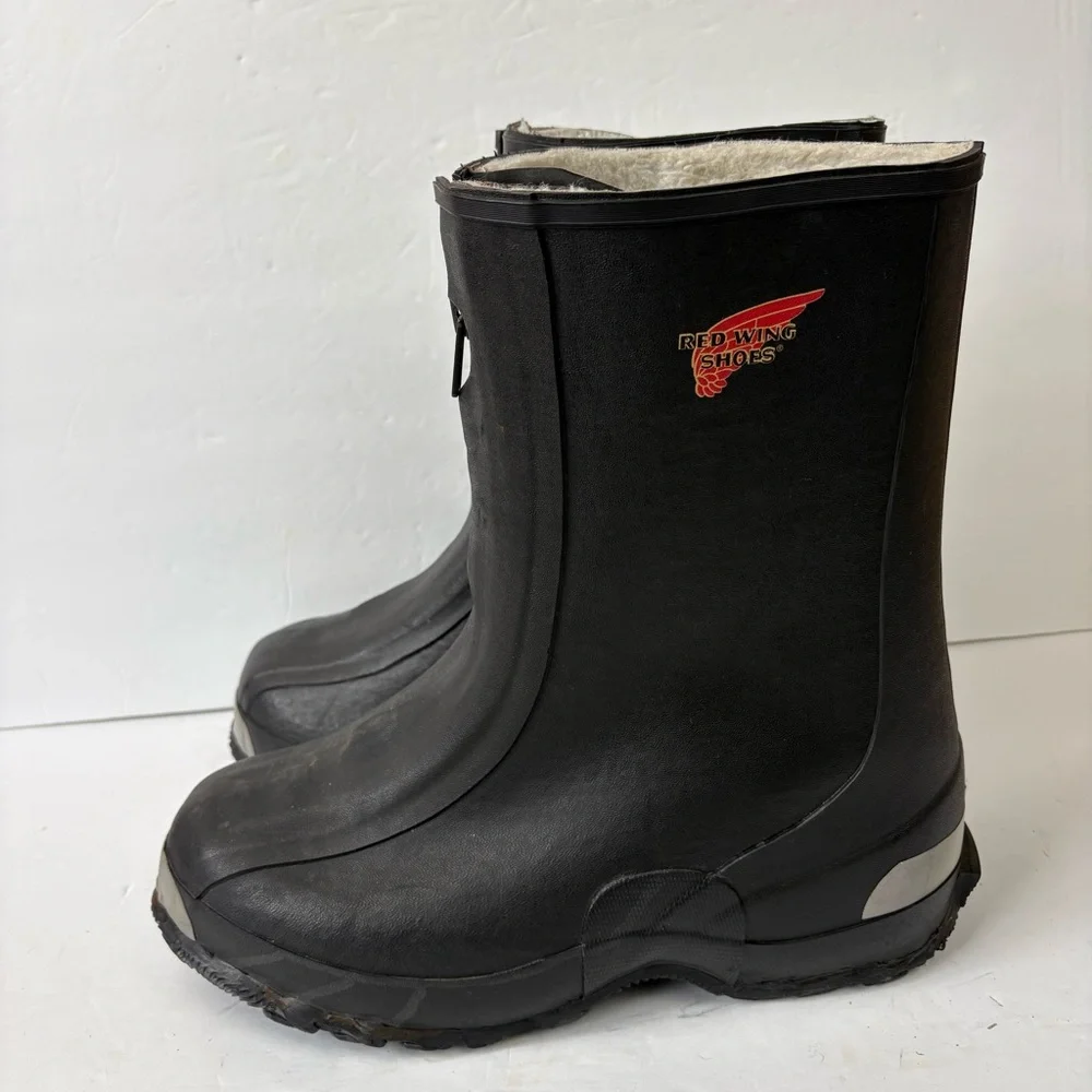 Vintage Red Wing Black Rubber Overboot Overshoe Galoshes Winter Rain Boots Men 9